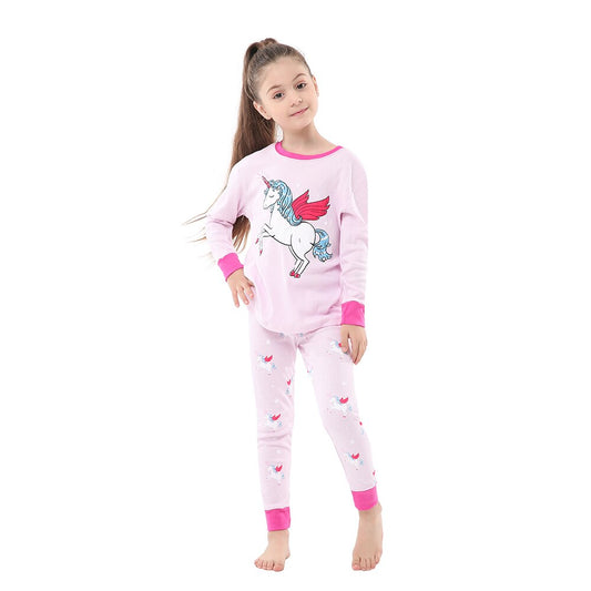 Girls Unicorn Cartoon Cotton Pyjama - Pink.