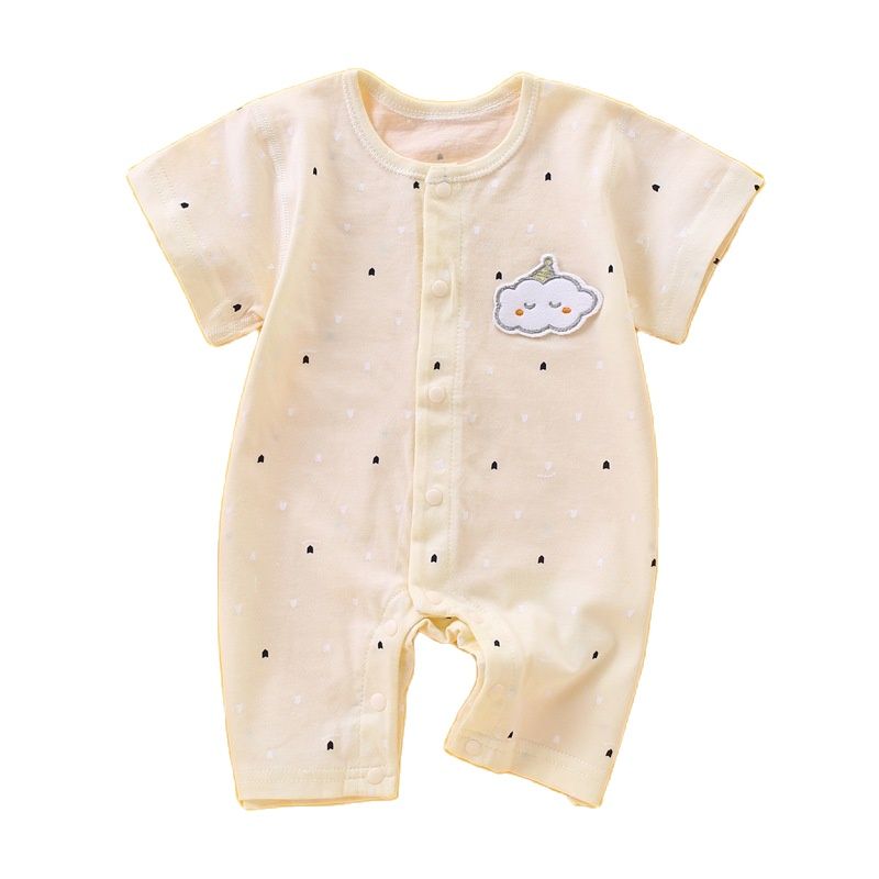 Thin Summer Cotton Bodysuits for Baby Girls and Boys - Pink, Blue, Yellow, Grey
