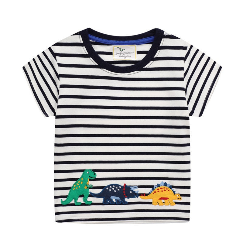 Jumping Meters Striped Animal Print T-Shirts Boys Tops