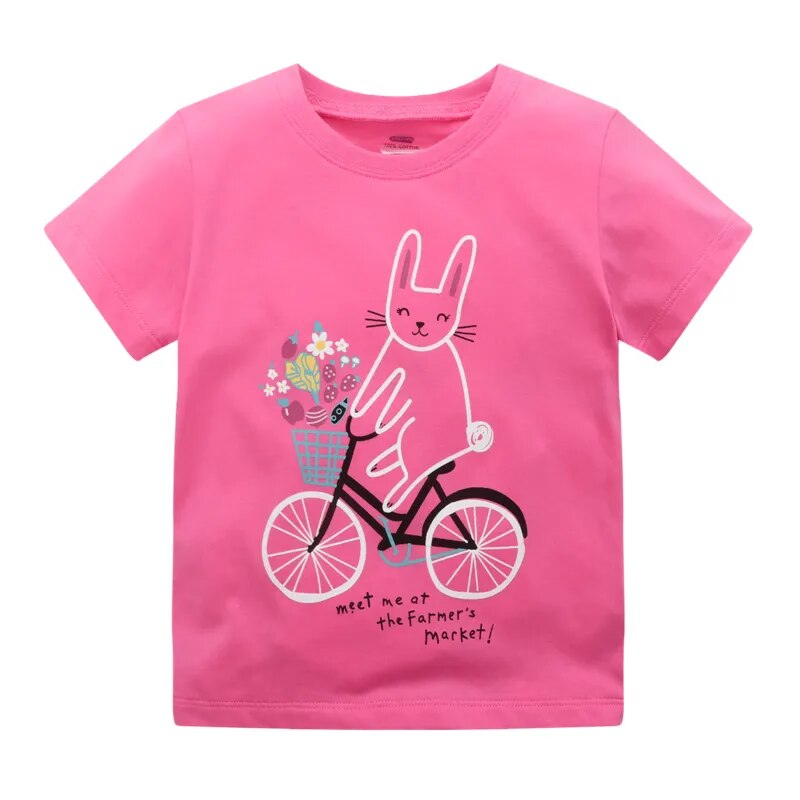 Jumping Meters New Arrival 2-7T Girls Tees Mouse Tops Hot Selling Cotton Summer Girls Tshirts Short Sleeve Baby Clothes