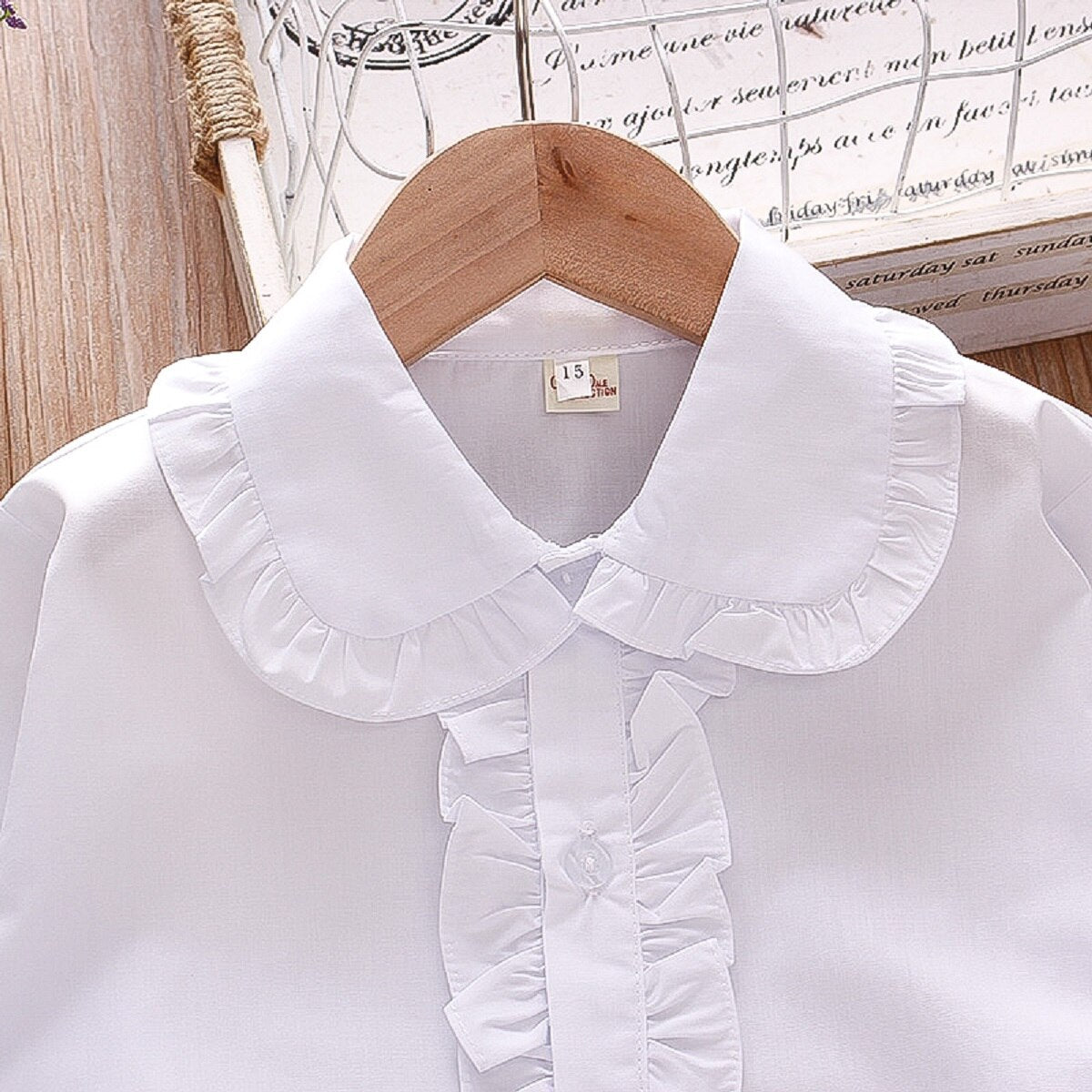White Shirt for Girls with Long Sleeves