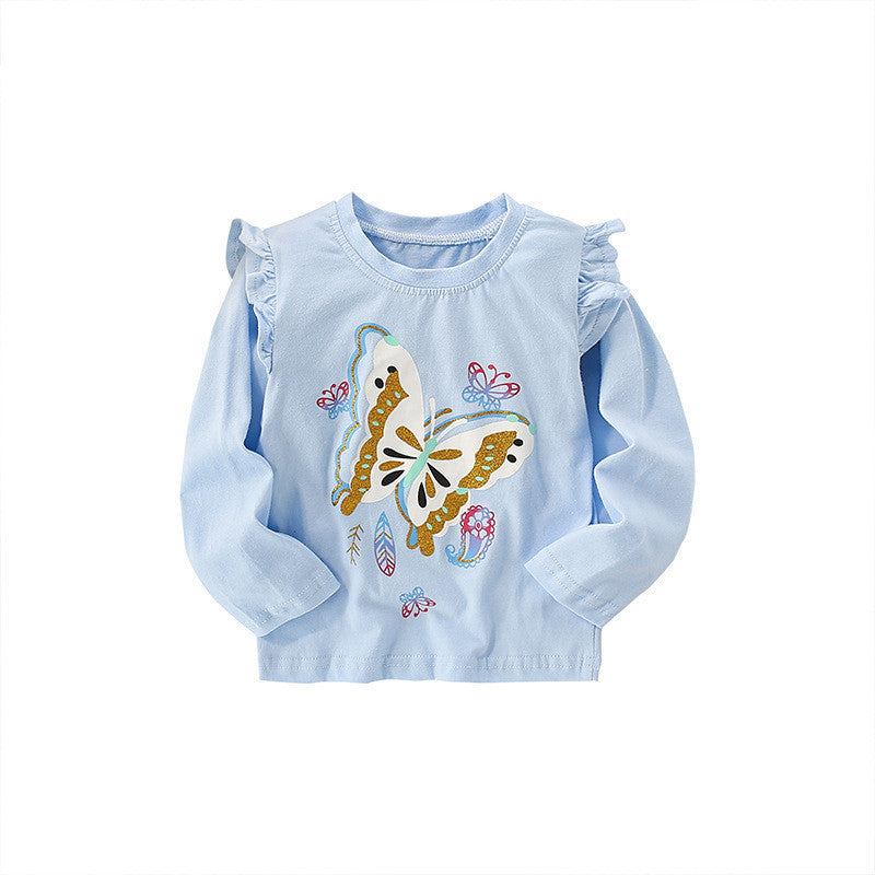 Girls Casual Embroidered Long Sleeve Top - Blue