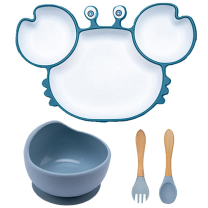 Baby Зlates, Bowls and Spoons, Food-Grade Silicone Feeding Utensils, Non-Slip Baby Tableware