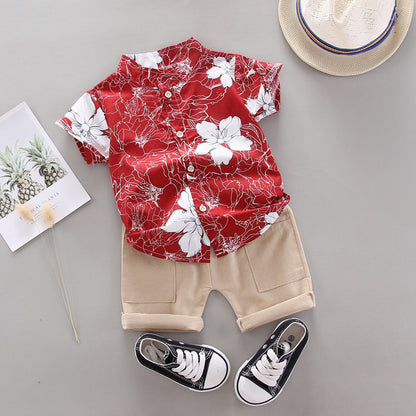 Baby Boy Summer Leisure or Sport Set of T-shirt + Short Pants - Red, Pink, Orange
