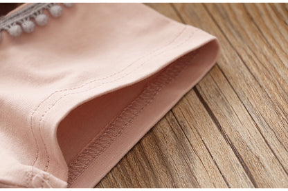 Summer Hollow out Short Sleeve Cartoon Rabbit 2 Pieces Set, T-Shirt+Skirt - Pink