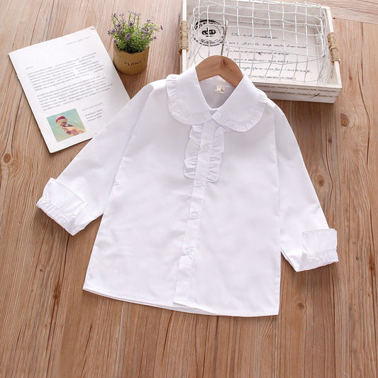 White Shirt for Girls with Long Sleeves