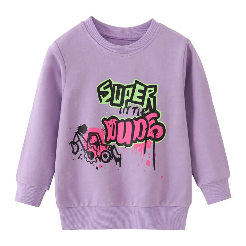 Jumping Meters New Arrival Cartoon Cats Print Hot Selling Girls Sweatshirts Boys Clothes Autumn Spring Fashion Toddler Shirts