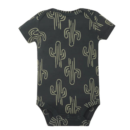 5-pack Newborn Baby Cartoon Printed Cotton Bodysuit - Beige, Black, Khaki