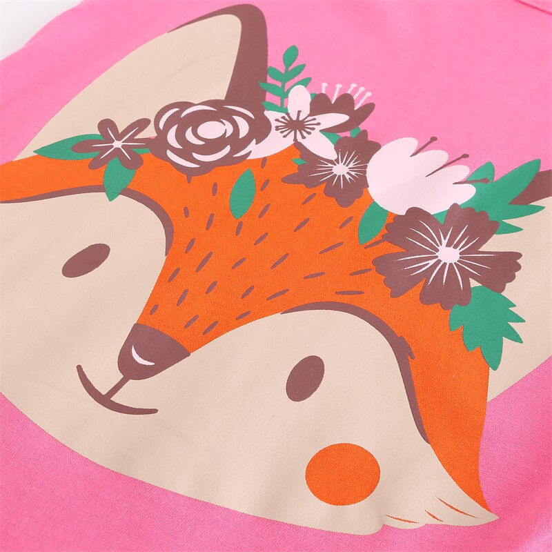 Summer 2pcs Cartoon Animal Print Baby Girls Clothing Sets - Pink