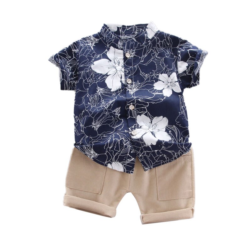Baby Boy Summer Leisure or Sport Set of T-shirt + Short Pants - Blue, Dark Blue
