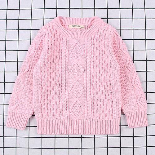 Kids Knitted Cartoon Solid Colour Long Sleeve Sweater - Black, Red, Pink, Striped