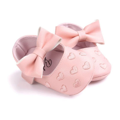Children's Soft Non-Slip PU Leather Shoes for Baby Girls with Bow