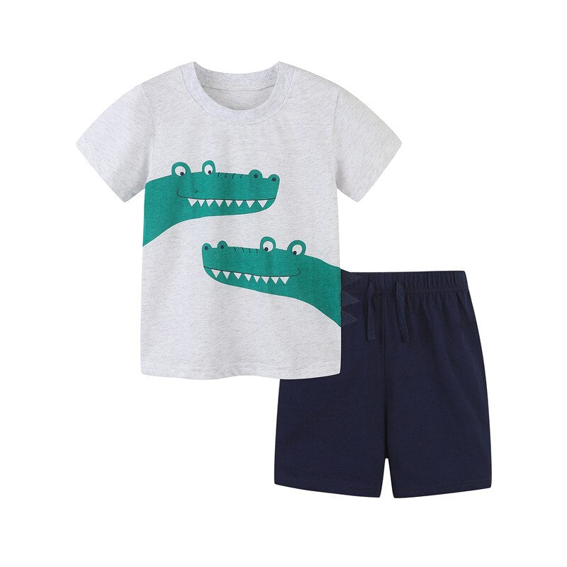 Zeebread Summer Boys Clothing Sets Rocket Embroidery Kids 2 Pcs Outfits Tops + Shorts Children&#39;s Suits.