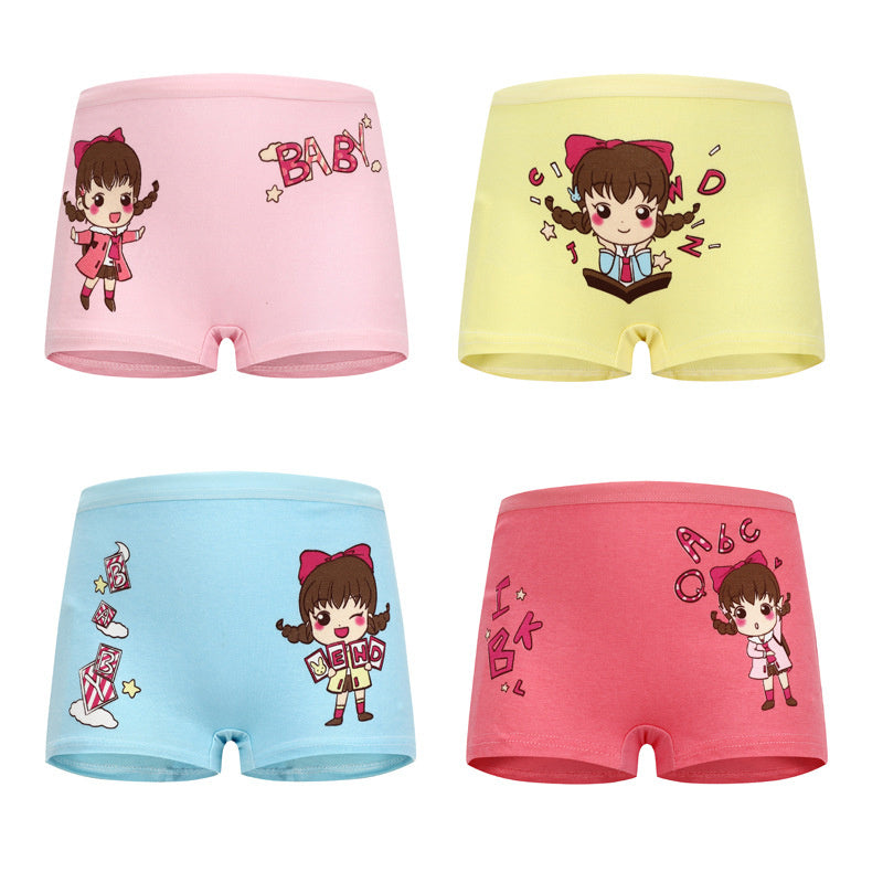 12 pcs Girls Soft Cotton Cartoon Breathable Panties - Multicoloured