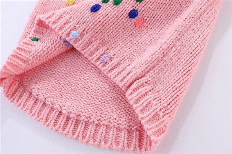 Children's Colourful Cloud and Rains Knitted Pullover - Pink, Red, Navy Blue, Grey