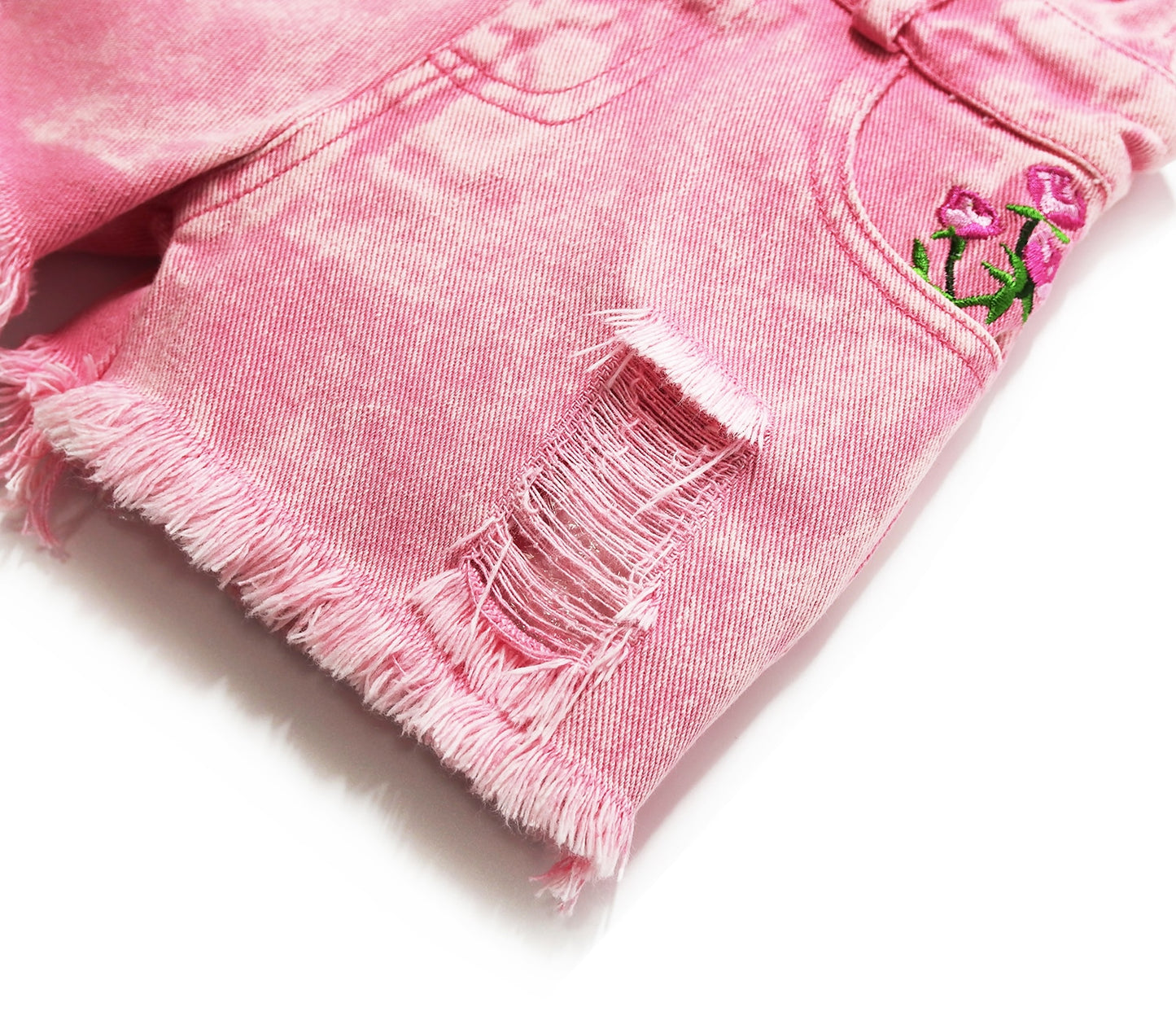 Girls Summer Cute Adorable Suspender Denim Shorts Jumpsuit - Pink