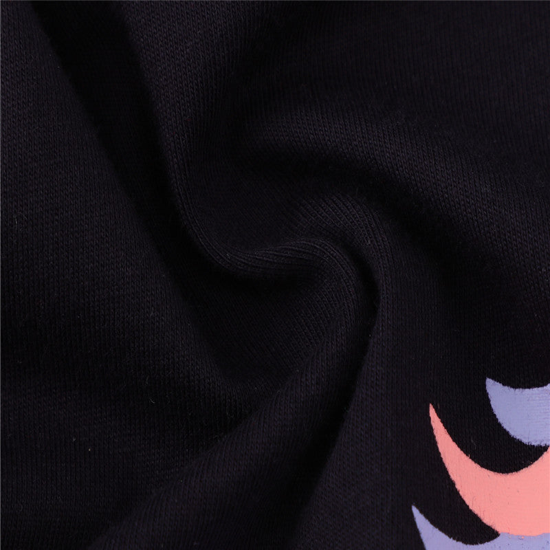 Girls Unicorn Print Long Sleeve Cotton T-shirt - Black