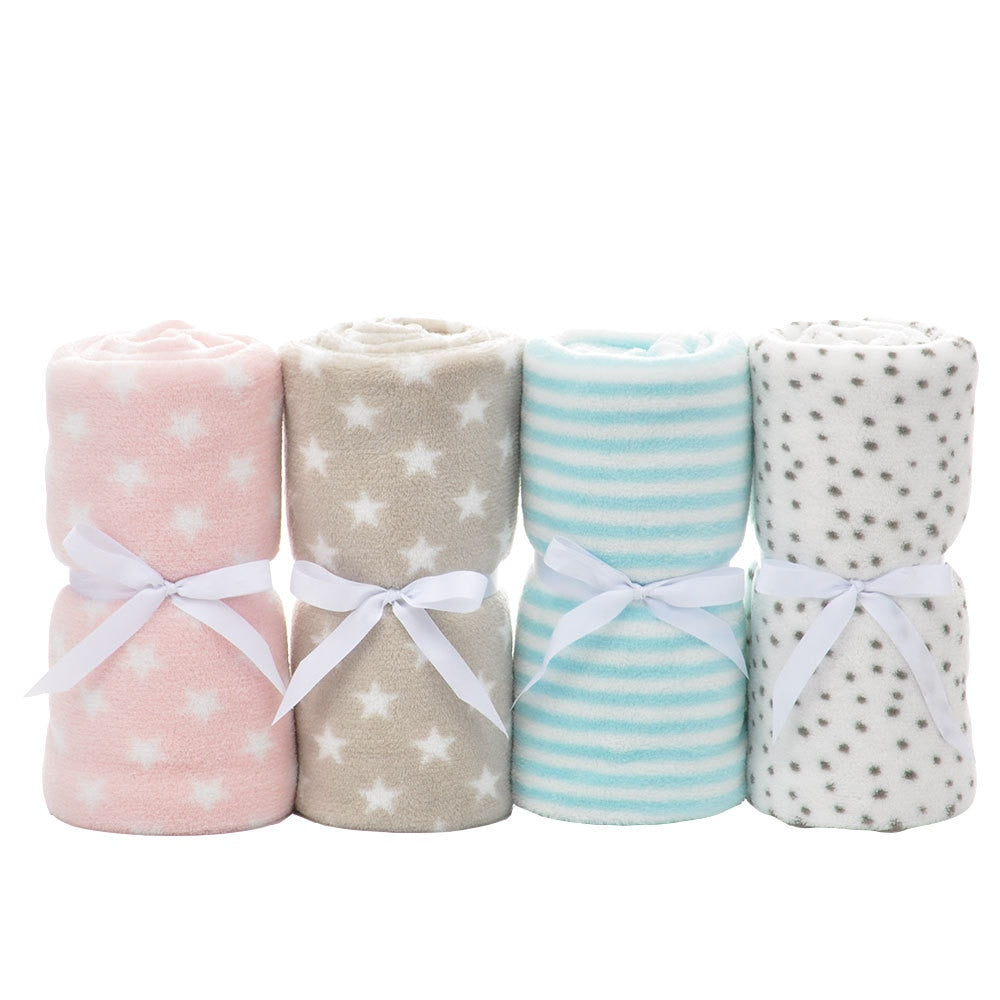 Newborn Baby Super Soft Multi-Functional Blankets 100*75 cm - White, Blue, Beige.