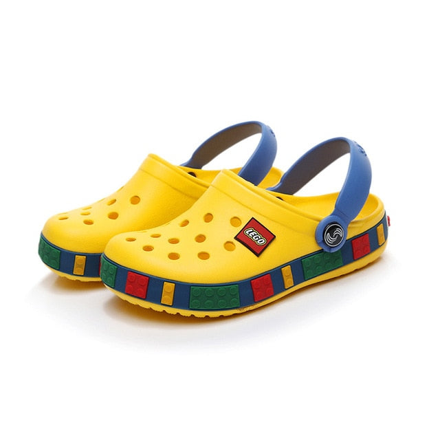 Children's Non-slip Breathable Flat Summer Outdoor Shoes - Black, Yellow.