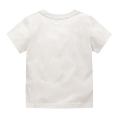 Summer Boys Machinery Print Cotton T-shirt - White.