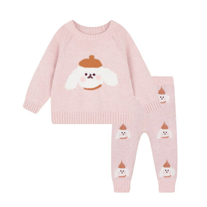 Baby Boys Girls Clothing Set of Top + Pants - Pink, Beige.