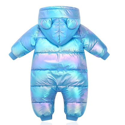 Newborn Girls and Boys Winter Waterproof Jumpsuit - Light Blue, Blue