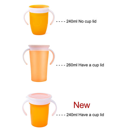 360 Degrees Can Be Rotated Baby Learning Drinking Cup with Double Handle - Orange, Blue, Green, Bright Pink.