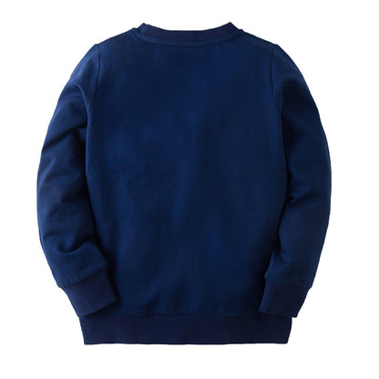 Boys Butterfly Embroidery Cotton Sweatshirts - Navy