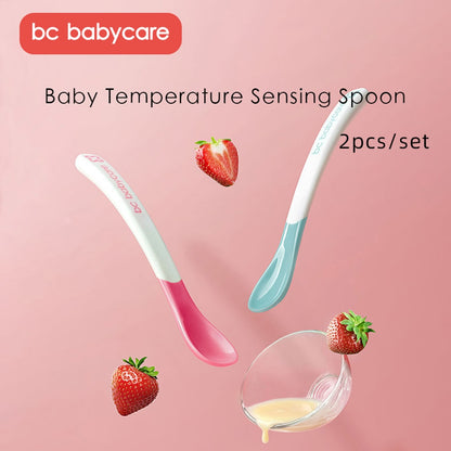 BC Babycare 2pcs Baby Soft Temperature Sensing BPA Free Spoon.