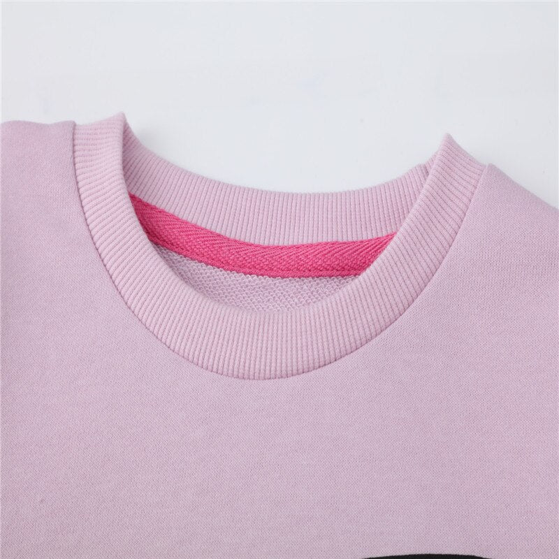 Children's Cartoon Crocodile Print Long Sleeve Sweatshirt - Pink.