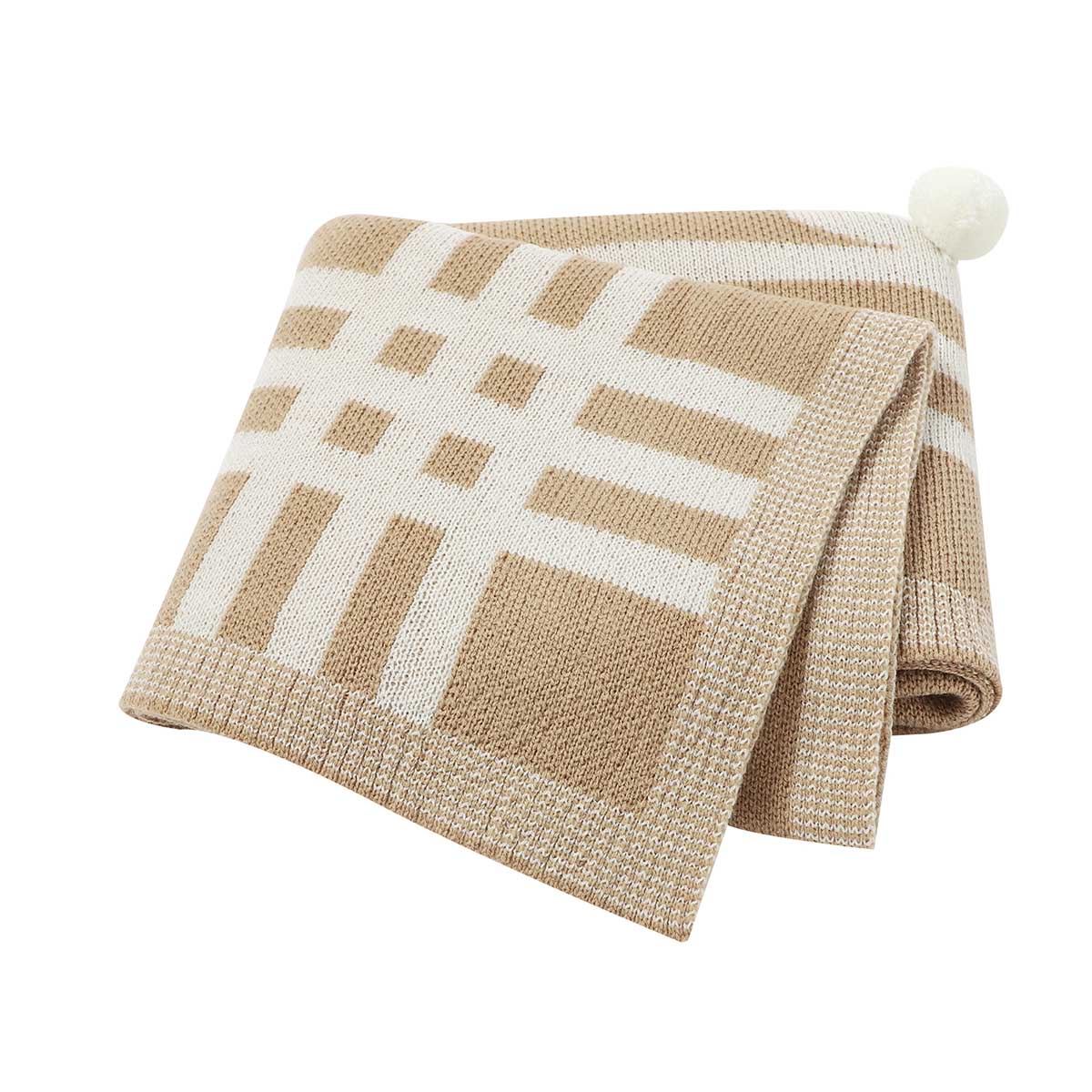 Baby Knitted Soft Sleep Blankets for Newborns, 100*80 cm - White, Grey, Beige.