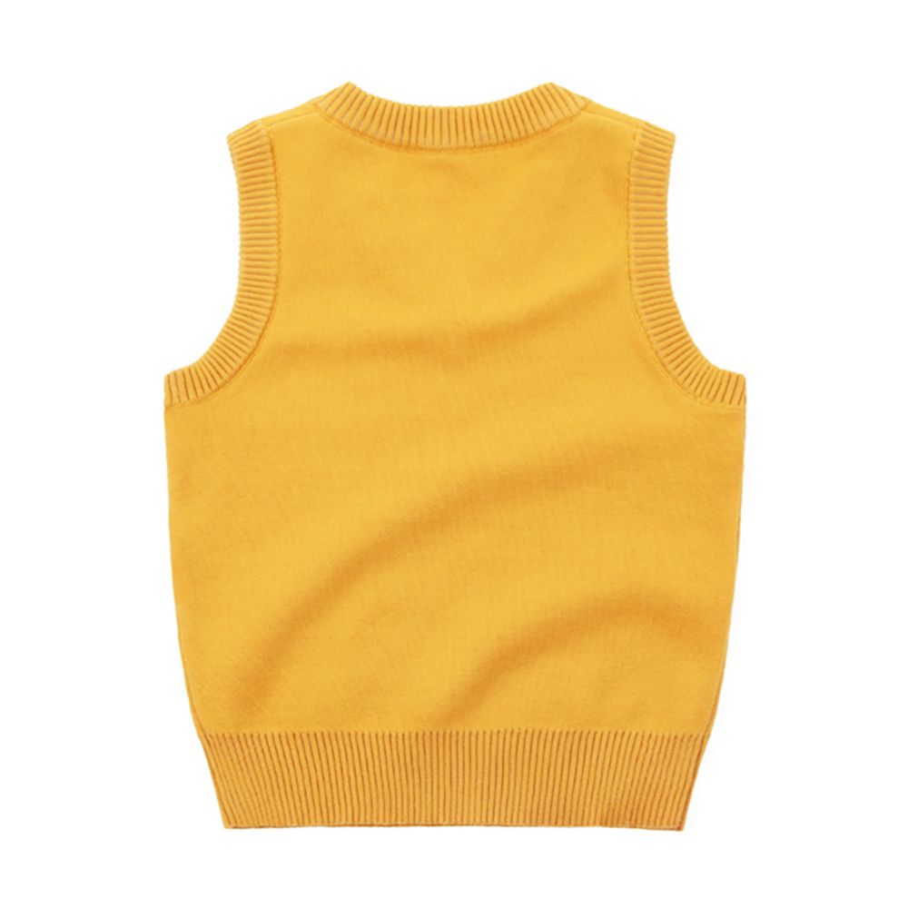 Kids Argyle V-Neck Knitted School Vest - Blue, Yellow