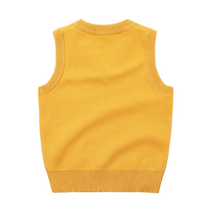 Kids Argyle V-Neck Sleeveless Knit School Sweater Vest - Yellow, Navy