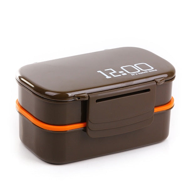 Large Capacity 1400ml Double Layer Plastic BPA Free Food Lunch Box.