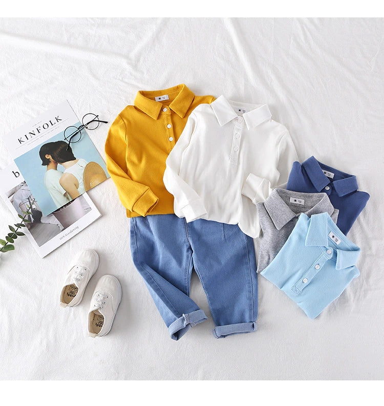 Baby Boys Cotton Polo Shirt - Grey, Yellow.