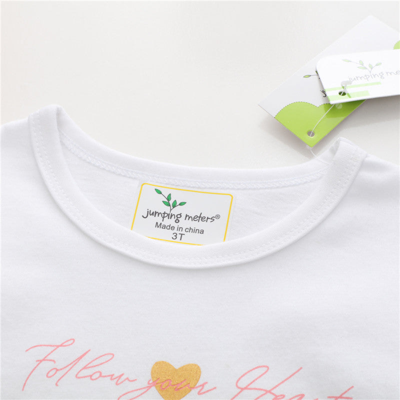Girls Summer Animals Print Cotton T-shirt - White