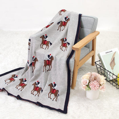 Newborn Babies' Knitted Cute Cartoon Soft Warm Swaddle Blankets 100*80cm - Grey, Beige.