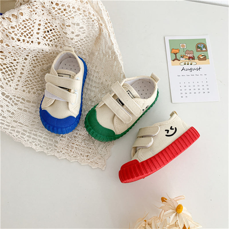 Children's Flat Canvas Breathable Sneakers - Red, Blue, Green.