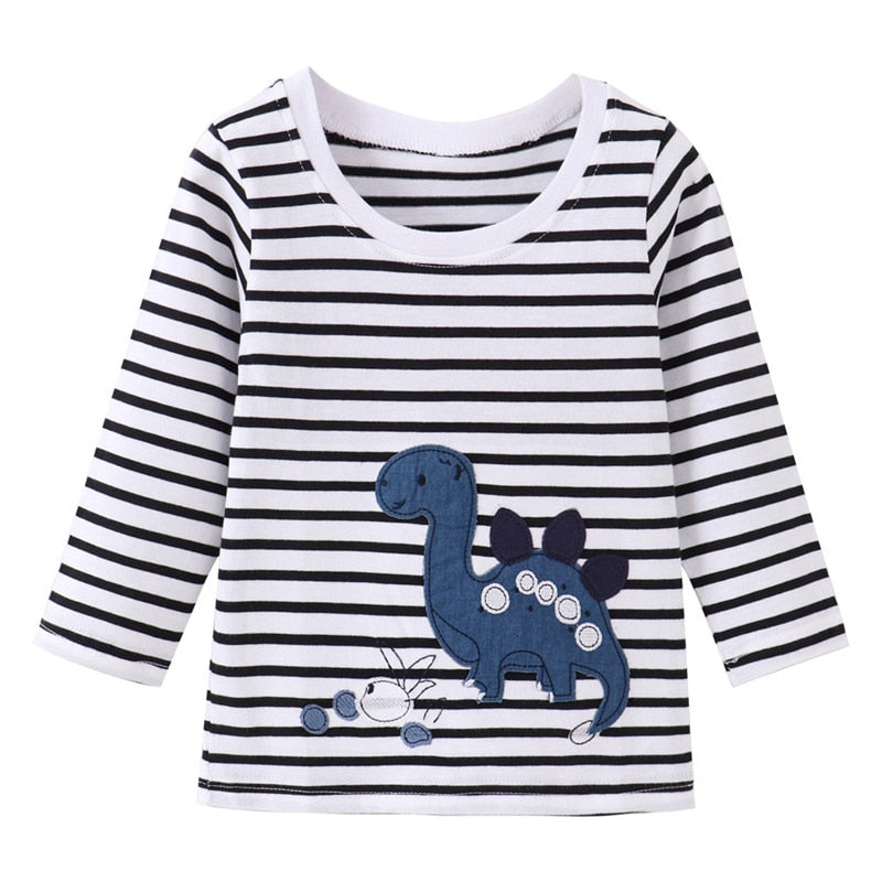 Jumping Meters Dinosaur Print Cotton T-shirts for Girls and Boys.