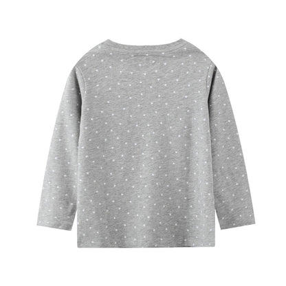 Girls Unicorn Print Long Sleeve Cotton Top - Grey.