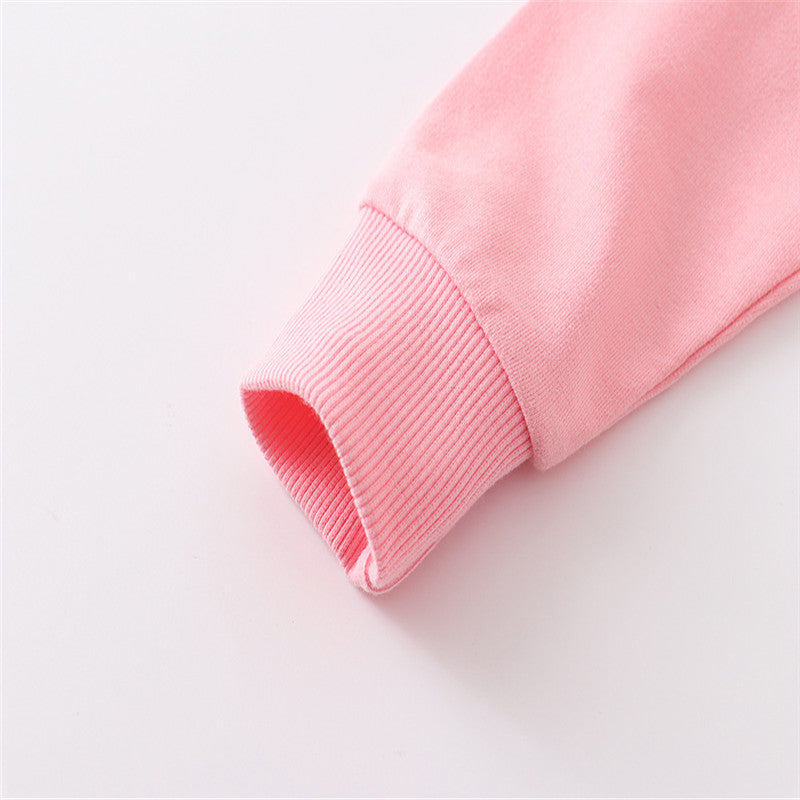 Girls Elephant Print Cotton Sweatshirts - Pink