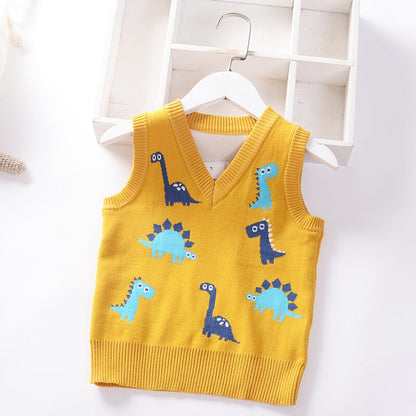 Baby Boys Spring Knitted Vest - Yellow, Blue, Dark Blue.