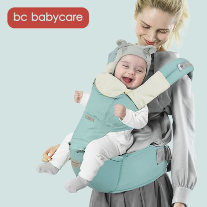 BC Babycare Ergonomic Baby Carrier Front Facing Adjustable Travel Wrap Sling - Blue, Grey, Pink.