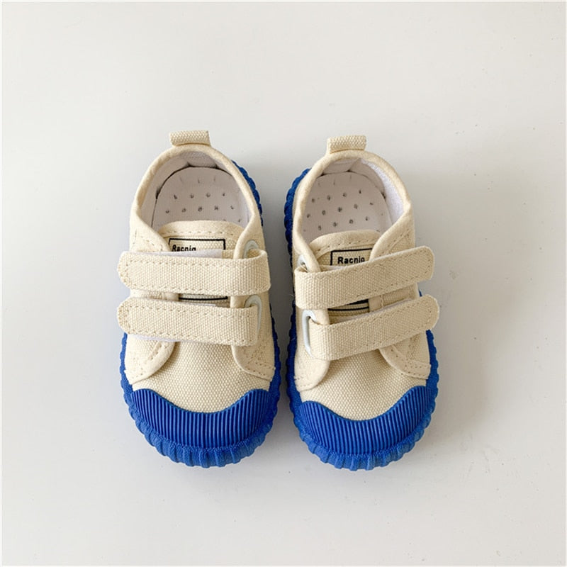 Children's Flat Canvas Breathable Sneakers - Red, Blue, Green.