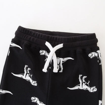 Boys New Casual Style Cartoon Print Cotton Sweatpants - Grey, Black, Blue