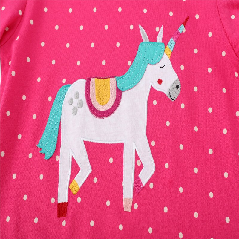 Girls Cartoon Donkey Long Sleeve Cotton Top - Hot Pink.