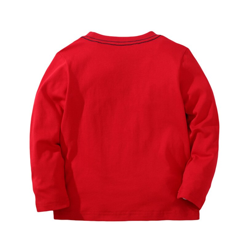New Spring Boys Printed Cartoon Cotton T-shirt - Red, Grey.