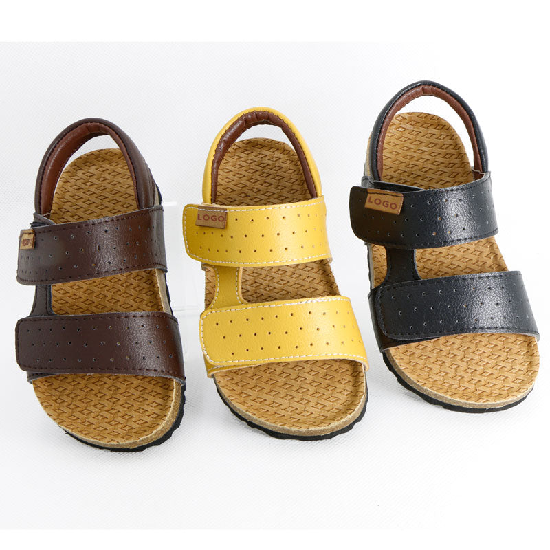 Boys Summer PU Leather EVA Outsole Corks Casual Sandals - Yellow, Brown, Black.