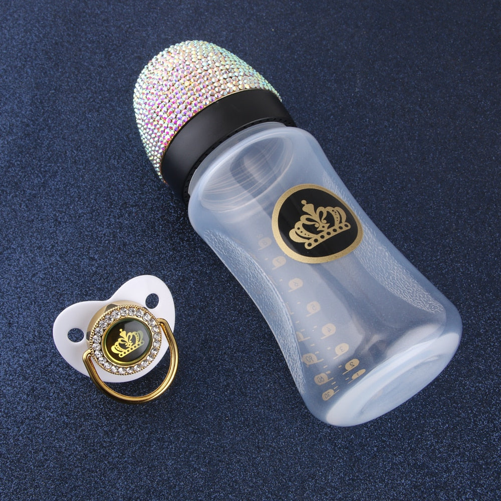 240 ml Bling  Baby Feeding Bottle With Luxury Pacifier 8oz.