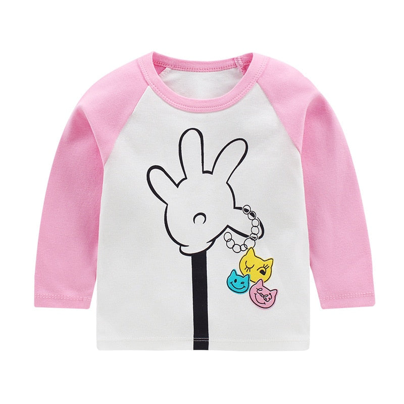 Baby Boy Girl Long Sleeve Cotton T-Shirt - Pink, Black, Yellow.